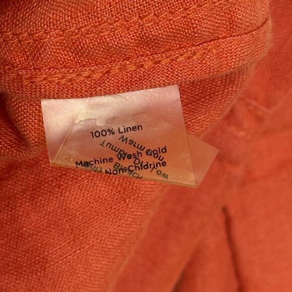Talbots Jacket Womens 4 Orange Pure Irish Linen Belted Trench Coat Lightweight - Picture 5 of 8